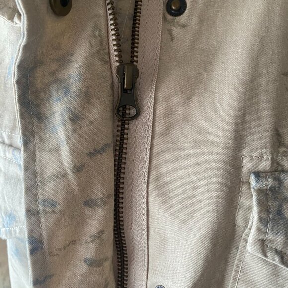 Chaps RL cream blue floral military jacket L 100% cotton safari 90s canvas - Picture 13 of 16